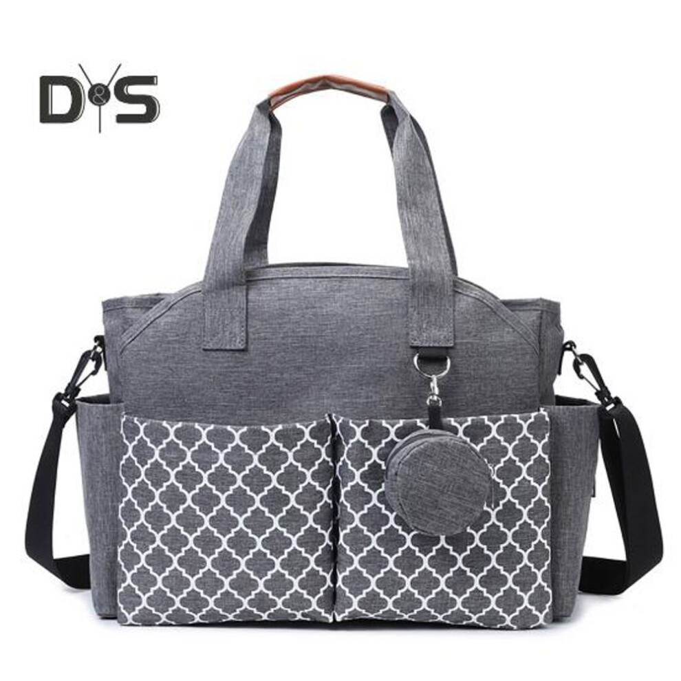 (light grey) Diaper Bag Tote With Changing Station Large Capacity Water-resistant Multi-function Baby Bag With Adjustable Shoulder Strap