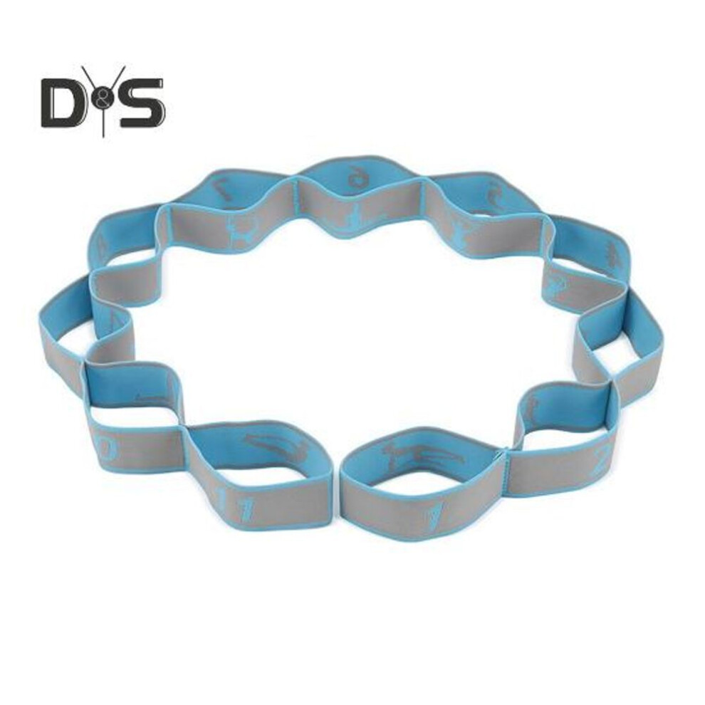 (blue) Yoga Stretching Strap with 11 Loop Physical Therapy Pilates Ballet Dance Body Leg Stretcher Elastic Band Home Gym Workout Resistance Band