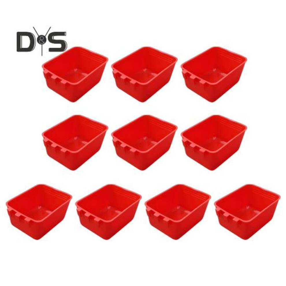 (red, L) 10 Pcs Chicken Cage Cups Hanging Feeding Cups Bird Food Bowls Bunny Cage Feeding Bowl For Pet Parrot Poultry Pigeon Wire Cage