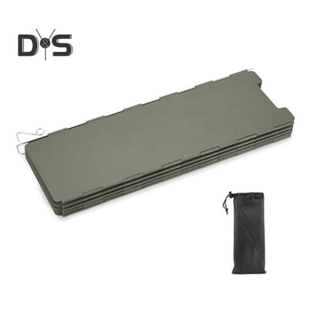 (army green) Folding Camping Stove Windshield Portable Heavy Duty Metal Outdoor Hiking Picnic Ten-fold Windproof Butane Gas Stove Burner Windscreen
