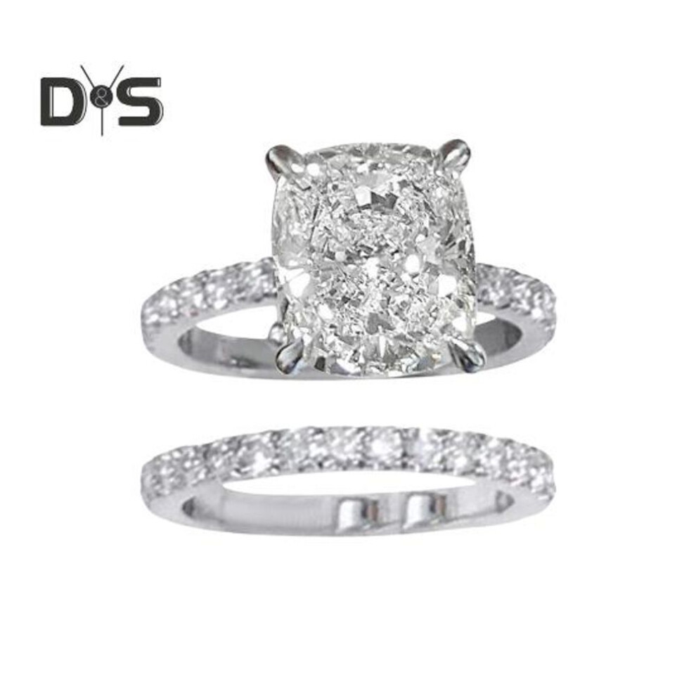 (as the picture, US 10) 2 Pcs/Set Couple Ring Set Geometric Cubic Zirconia Wedding Bridal Matching Ring Electroplated Copper Birthday Anniversary Present Finger Rings