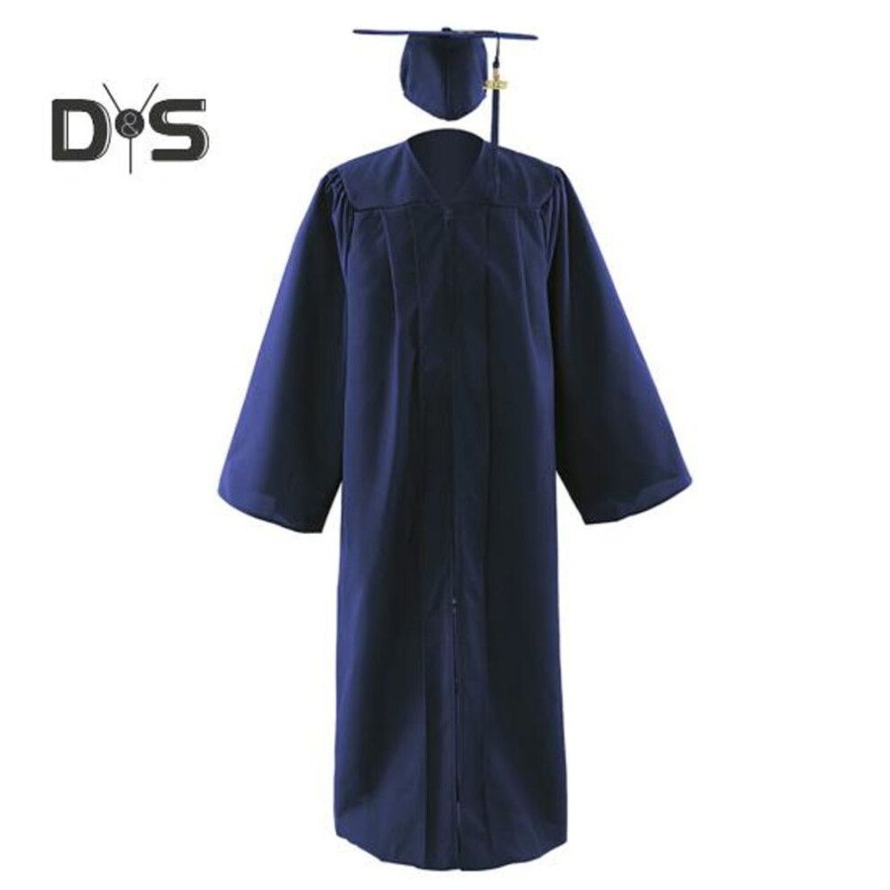 (navy blue, XL) Graduation Gown Cap Tassel Set Class Of 2025 Graduation Dressing Up Costume Unisex Academic Dress For High School University