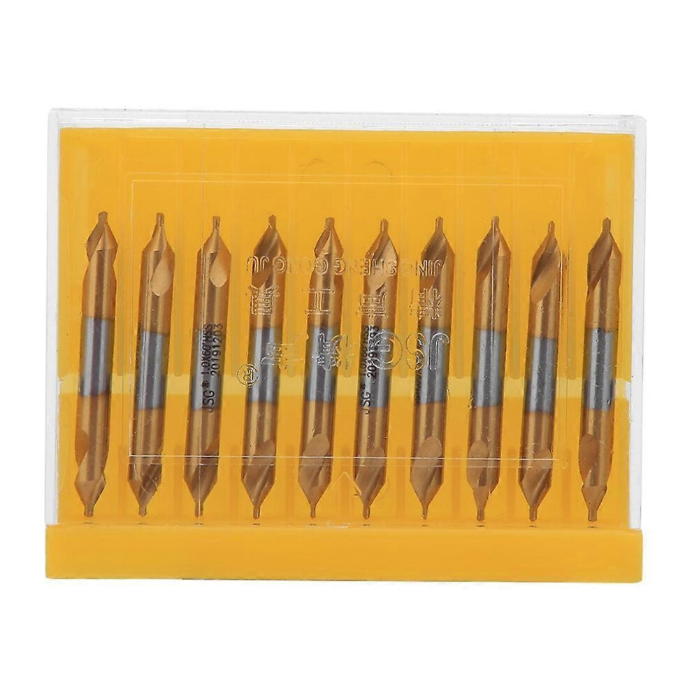 (As Show, One Size) 10Pcs Center Drill Bithigh Speed Steel Titanium Plated Straight Shank Drilling Tool 6909775603925