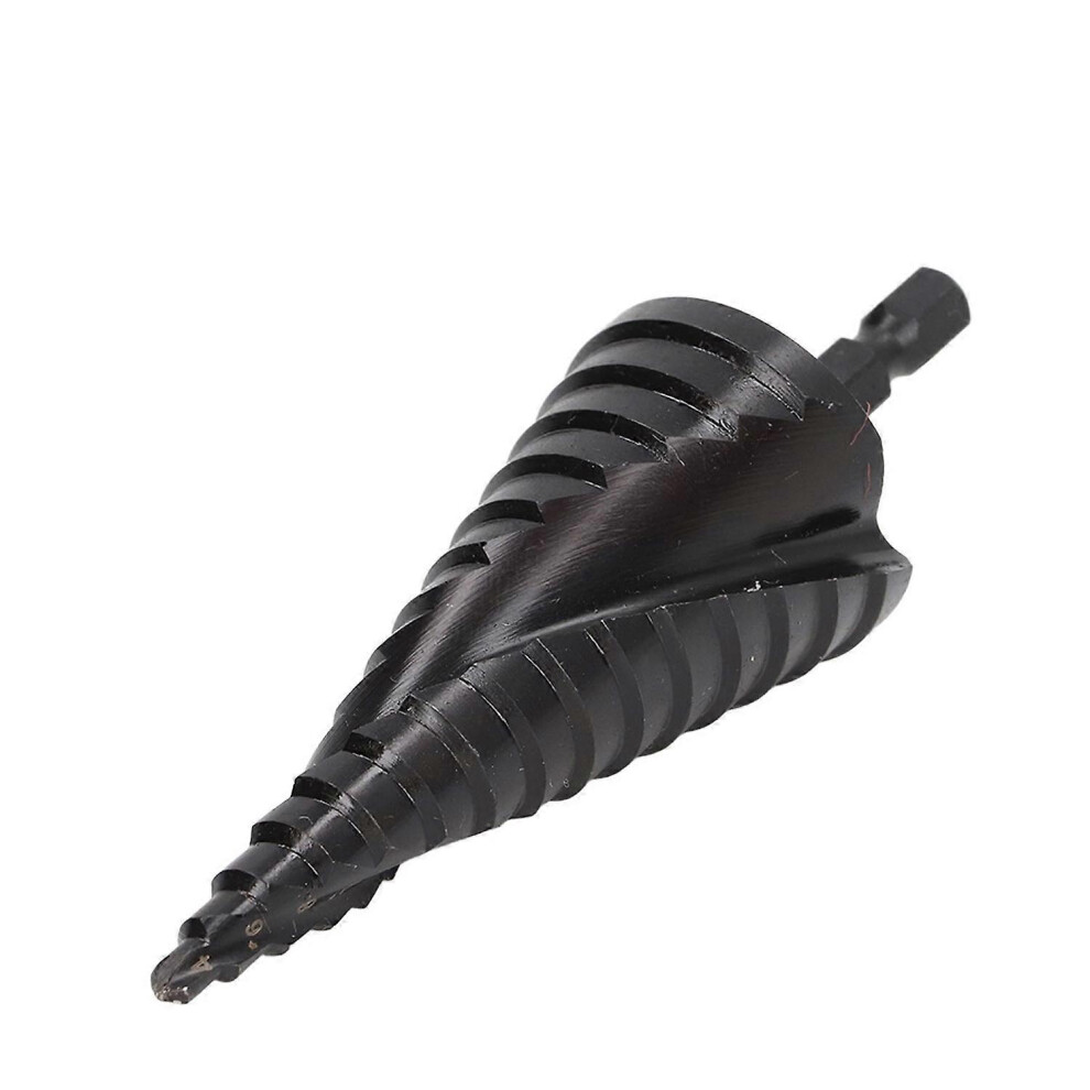 (As Show, One Size) Step Drill Bit Hss Spiral Groove Pagoda Hole Reamer Hex Shank Tool For Metal Black 15 Steps(4Â32Mm) 6909775611357
