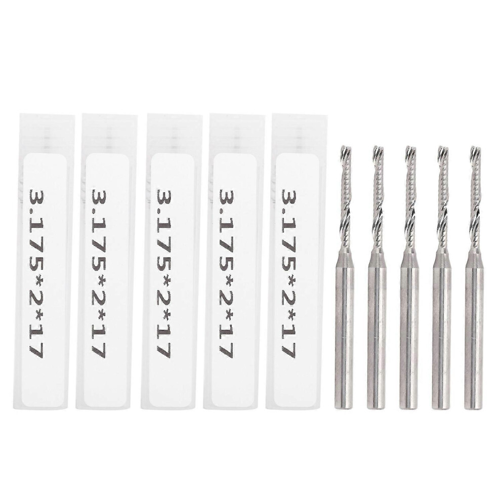 (As Show, One Size) 5Pcs Milling Cutter Single Flute Spiral Straight Shank Engraving Cnc Router Bit 3.175X2x17mm 6909775572870