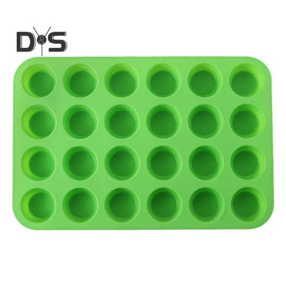 (green) 24-Cup Silicone Cake Mold Nonstick Mini Waffle Pan for Baking Cupcake Pans Easy to Clean Tart Bread Mold for Bakers