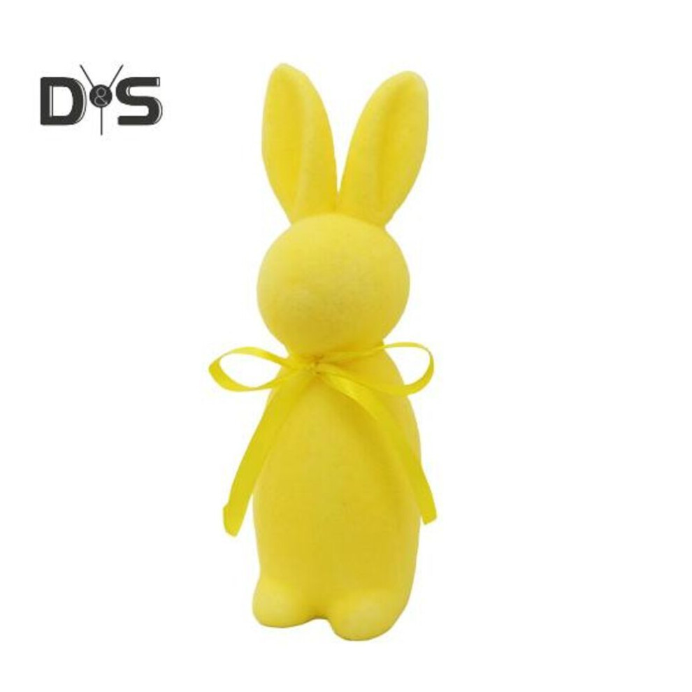 (yellow) Easter Bunny Statue Freestanding Foam Rabbit Ornament Faux Moss Rabbit Flocked Bunny Figurine Centerpiece For Desk Mantel Dining Table