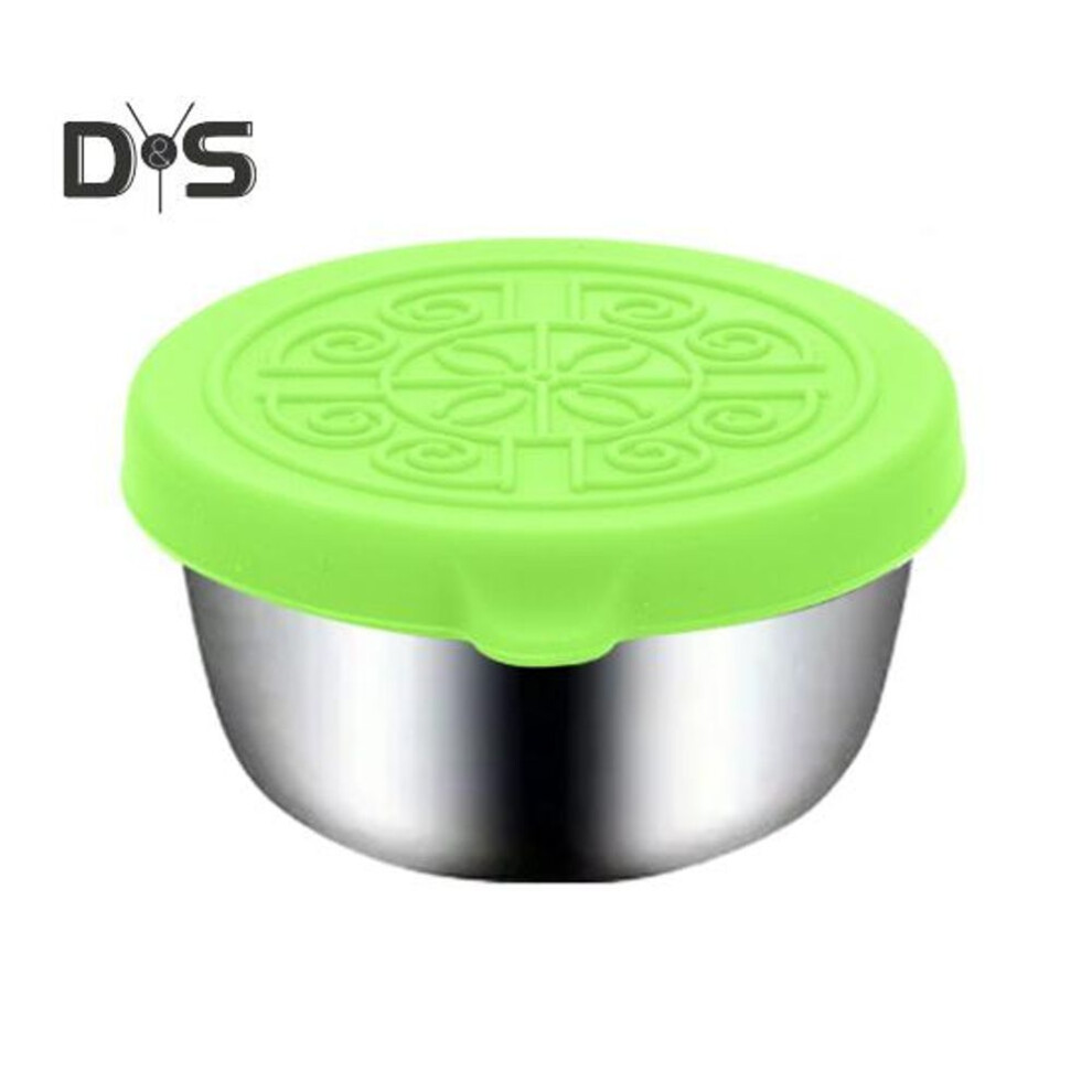(green) 40ml Salad Dressing Containers With Lids Leakproof Stainless Steel Sauce Dish For Lunch Boxes Picnics Travel Fruits Snacks Dips Containers