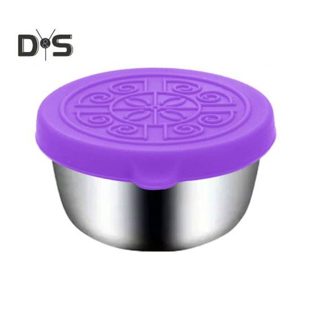 (purple) 40ML Salad Dressing Containers with Lids Leakproof Stainless Steel Sauce Dish for Lunch Boxes Picnics Travel Fruits Snacks Dips Containers
