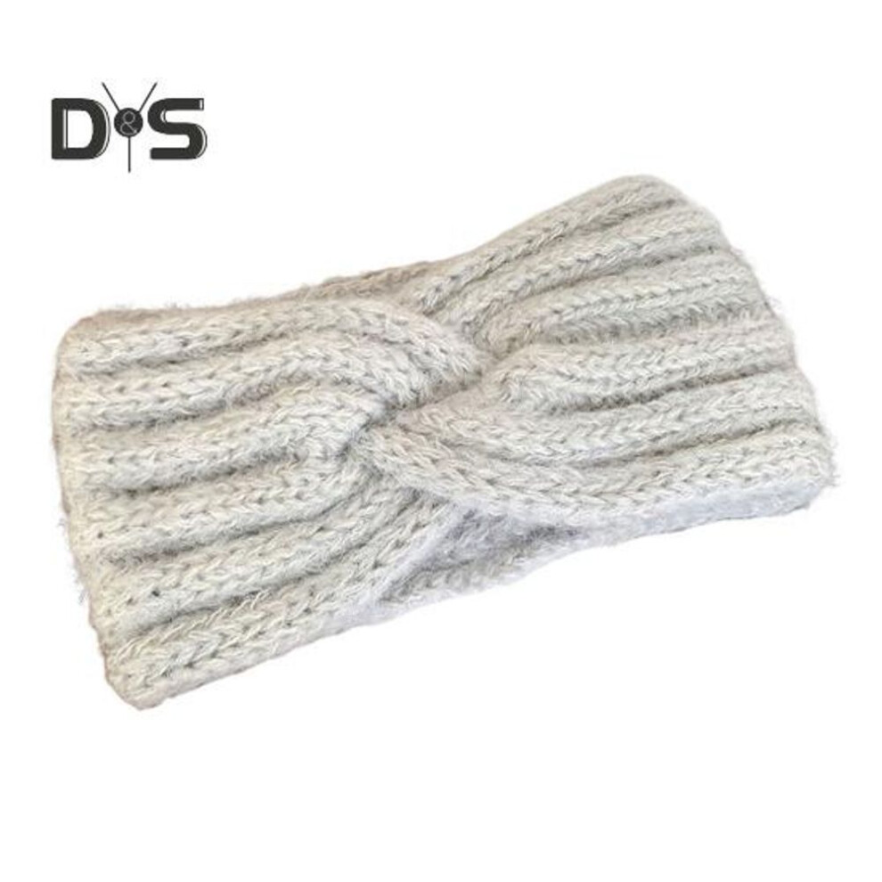 (grey) Women Winter Headband Solid Color Twist Decor Knitted Hair Band Warm Comfortable Ear Warmer Hair Accessory