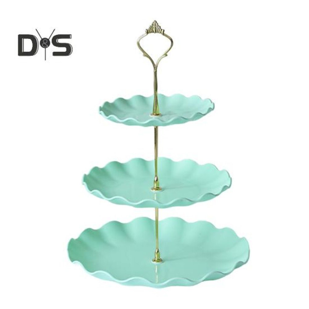 (green) 3 Tiers Cupcake Stand Tower Dessert Display Rack BPA Free Large Capacity Easy Assembly Cake Tiered Serving Tray Party Supplies