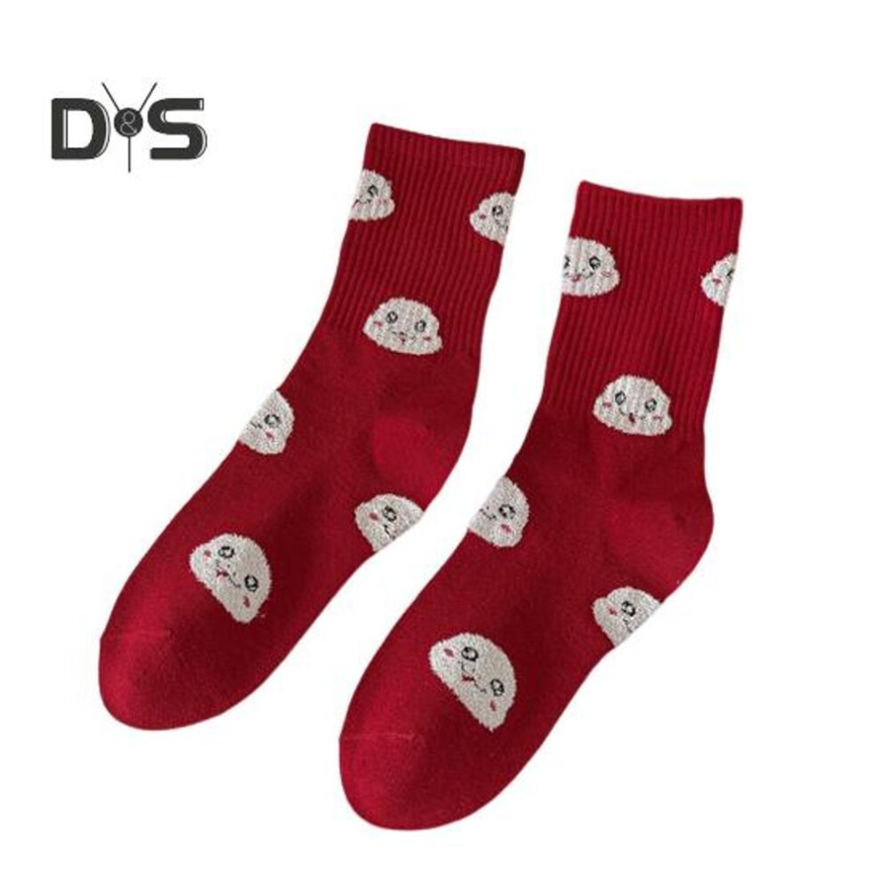 (as the picture, D) Chinese New Year Red Socks Cartoon Zodiac Snake Year Lucky Crew Socks Warm Cotton Socks For Autumn Winter Daily Wear
