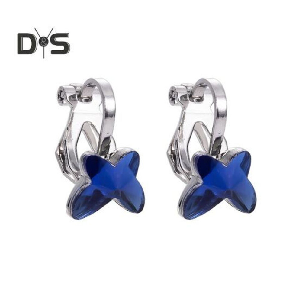 (dark blue) 1 Pair Women Ear Clip Colorful Butterfly Non-piercing Lightweight Stainless Exquisite Ear Decoration Jewelry Party Dating Commute Earrings