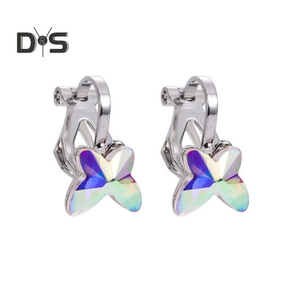 (multicolor) 1 Pair Women Ear Clip Colorful Butterfly Non-piercing Lightweight Stainless Exquisite Ear Decoration Jewelry Party Dating Commute Earrings