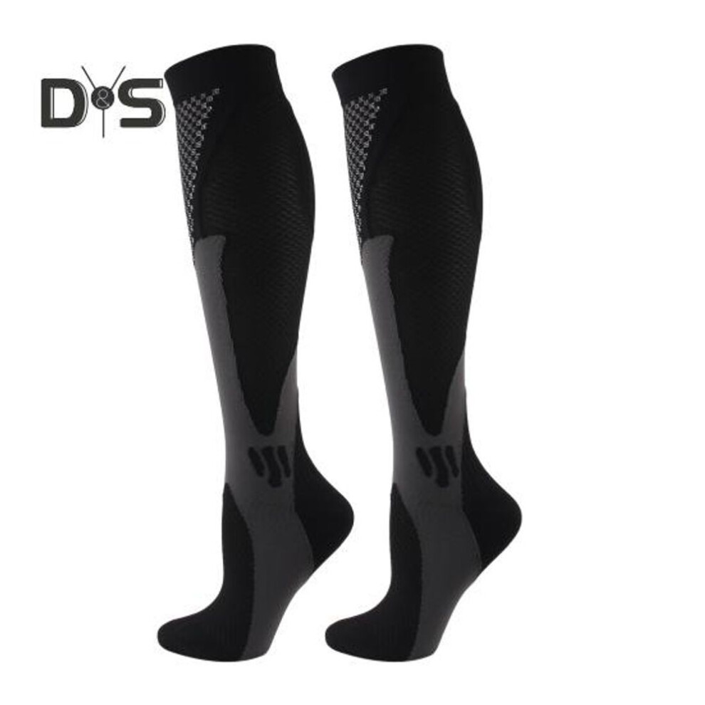 (black, L) 1 Pair Unisex Sport Socks Compression Yoga Socks Knee Length Long-tube High Elasticity Wrapping Anti-slip Socks Warmth Stockings For Daily Life