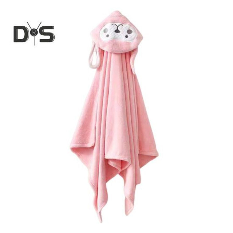 (pink, 1pc) Hooded Baby Towel Button-up Absorbent Bathrobe Cartoon Animal Coral Velvet Cape Towel For Girls Boys Toddlers Home Pool Use