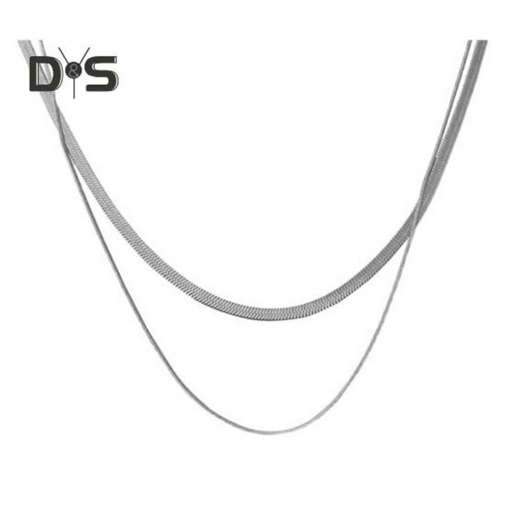 (silver) Stainless Steel Double Chain Necklace Female Ins Vegan Snake Bone Chain Elegant Jewelry Gift For Her