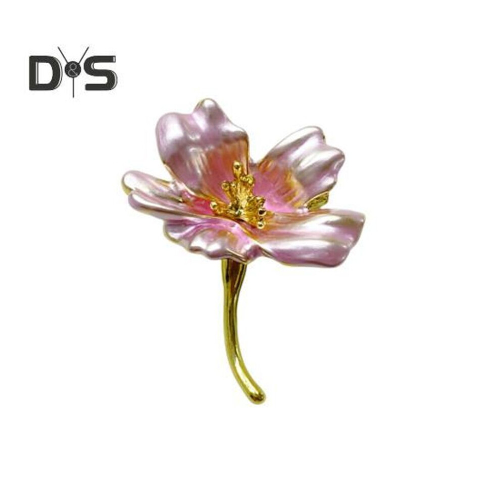 (pink) Women Brooch Cherry Blossom Stainless Exquisite Vintage Anti-slip Wear-resistant Coat Collar Hat Scarf Decoration Clothes Pin Garment Jewelry