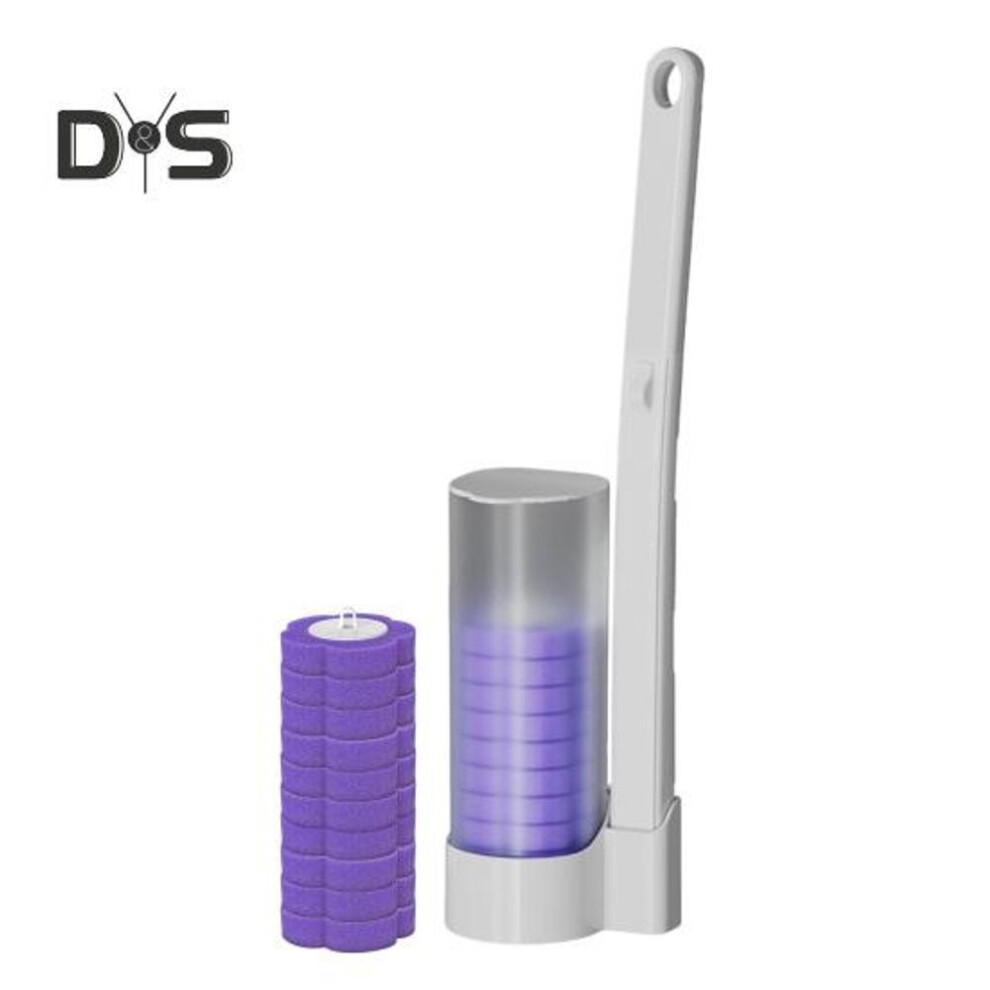 (purple, 18pcs) Toilet Brush with 6/12/18Pcs Disposable Brush Heads Powerful Cleaning Bristles Toilet Brush Head Home Cleaning Tool