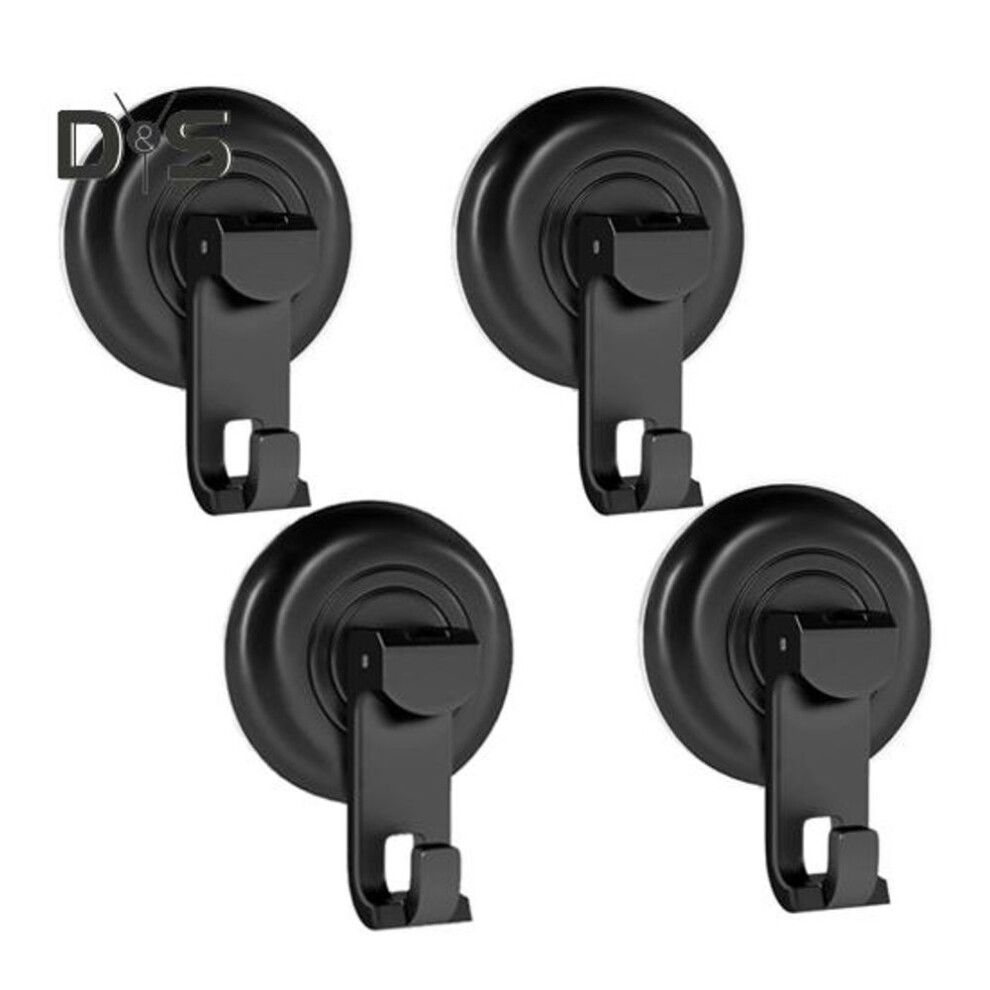 (black) 4Pcs Suction Cup Hooks Towel Holders Strong Load-bearing Quick Installation Multipurpose Powerful Vacuum Suction Cup Hooks