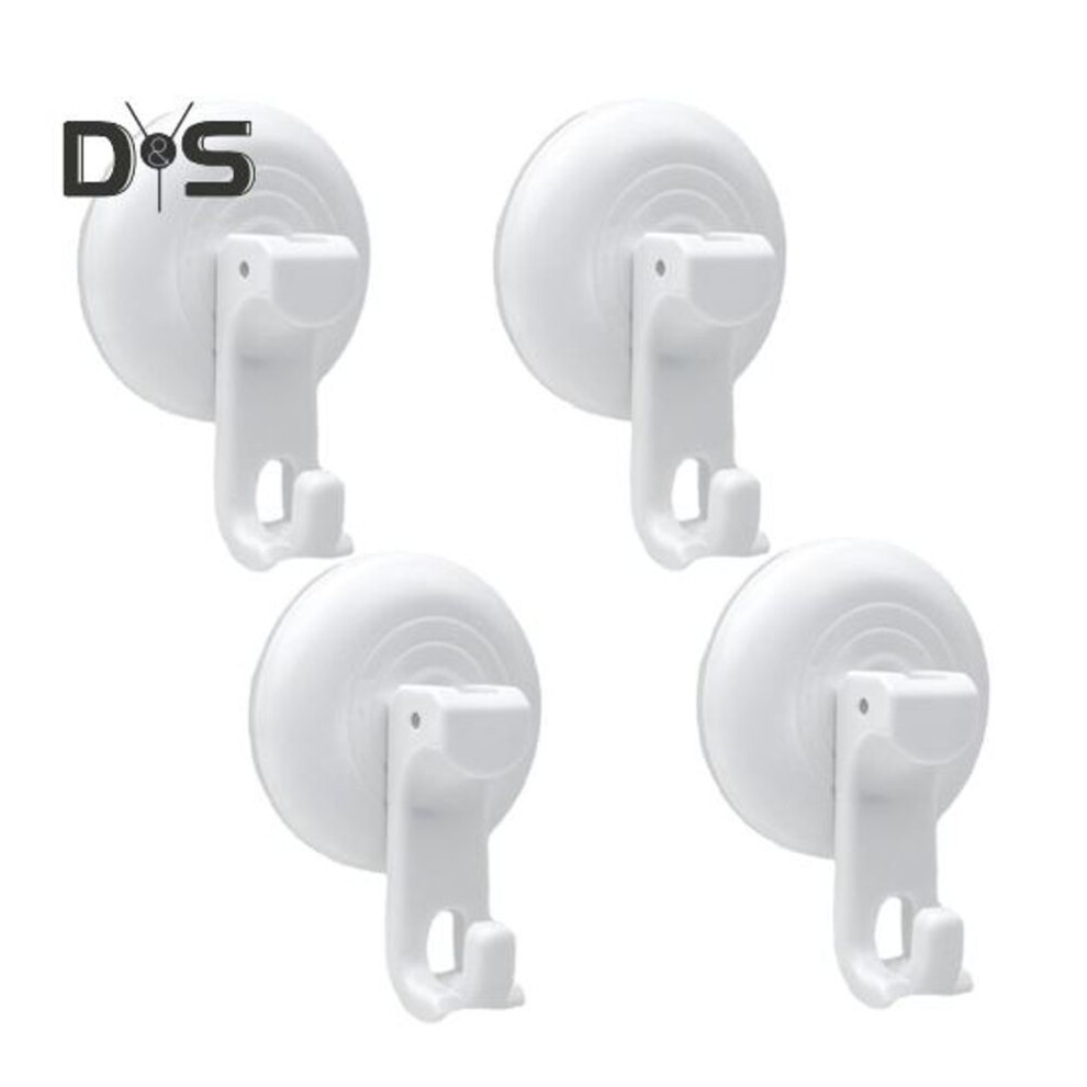 (white) 4Pcs Suction Cup Hooks Towel Holders Strong Load-bearing Quick Installation Multipurpose Powerful Vacuum Suction Cup Hooks