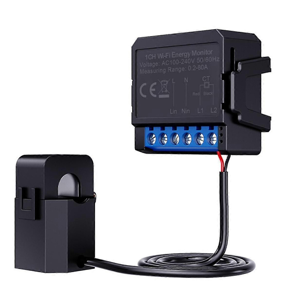 (As Show, One Size) Tuya Wifi Smart Energy Meter,Clamp Kwh Power Production Consumption Bidirectional Monitoring Meter App Remote Control 4909775566949