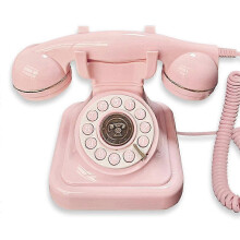 (As show, One size) Audio Guest Book Phone Retro Rotary Style Antique Audio Guestbook Phone Message Voice Recorder Vintage Phone Pink