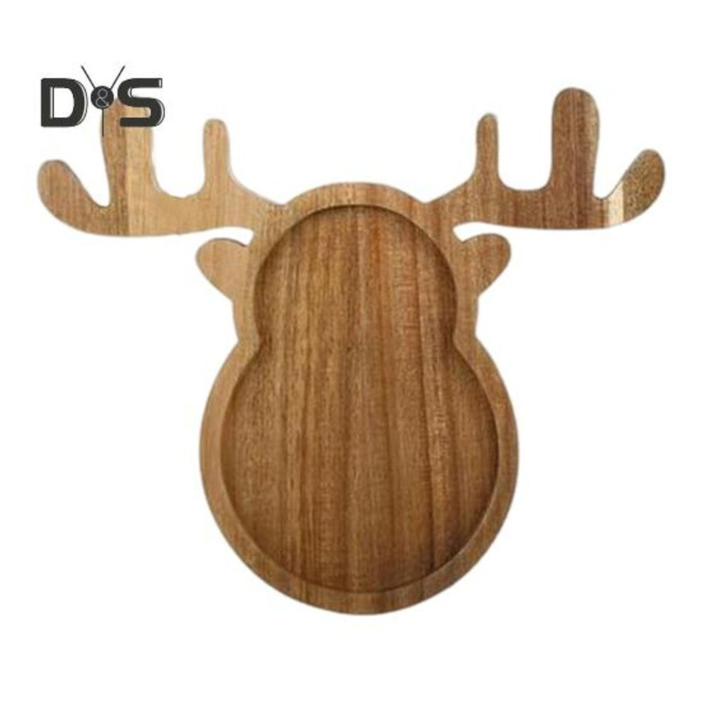 (as the picture, 2) Wood Tray Charcuterie Boards Antlers Christmas Tree Shape Serving Platter for Desserts Cheese Snacks Fruits Appetizers Cake Dessert Trays Kitchen