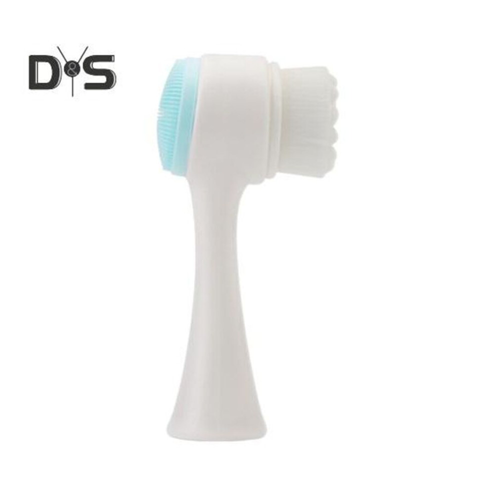 (blue) 2-in-1 Face Cleansing Brush Double-sided Silicone Soft Bristles Makeup Removal Exfoliating Deep Pore Cleaning Manual Face Wash Scrubber Facial