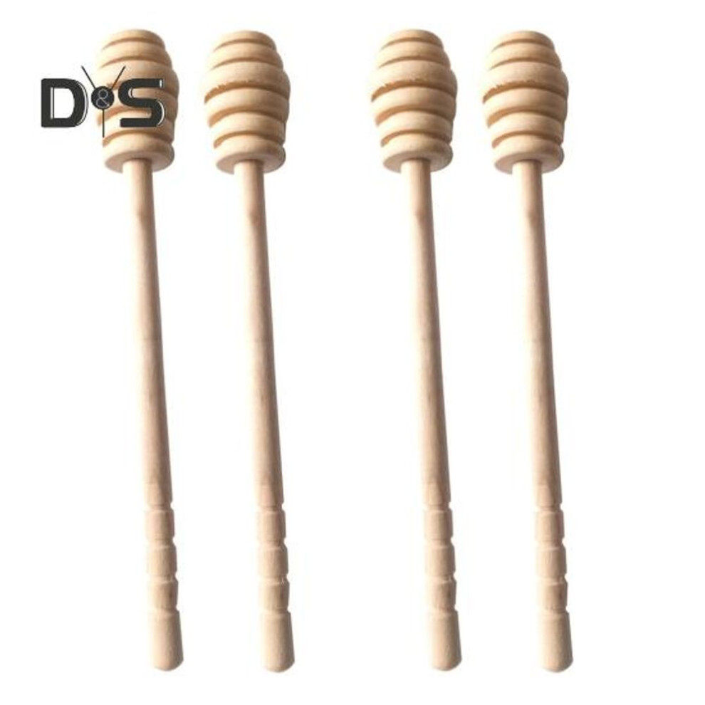(as the picture, 4pcs) 2/4Pcs Wooden Honey Mixing Stirrer Reuse Honey Dipper Sticks Honey Comb Stick Honey Spoon Burr-free Honey Stirring Tool for Honey Syrup Jam