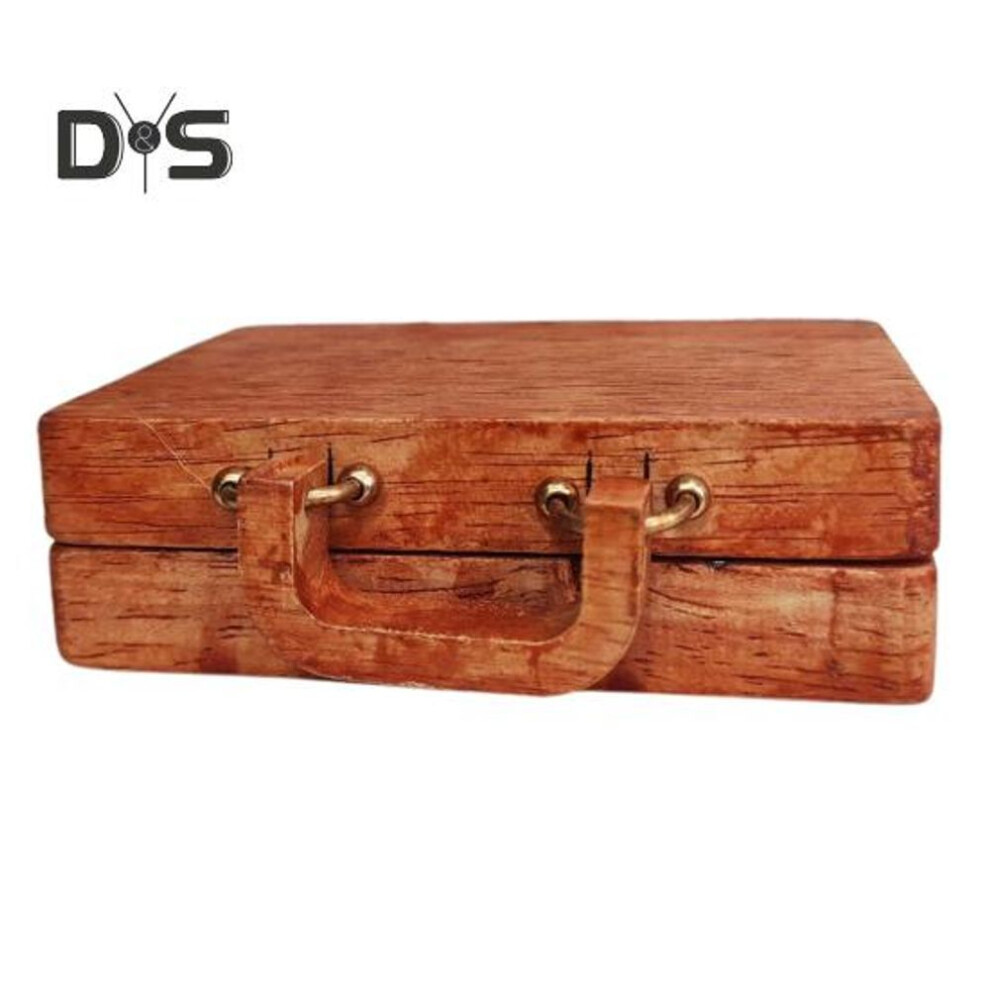 (as the picture, A) Wooden Gemstone Display Case Suitcase Shape Crystal Stone Mini Collection Box Portable Multi-grid Organizer Box For Crystal Stones Small Collectibles
