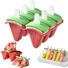 (As show, One size) Popsicle Mold Set, 6 Watermelon Popsicle Maker, Reusable Ice Cream Molds - Dishwasher Safe, Tolder Babies and Homemade Popsicle