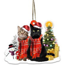 (As show, One size) Black Cat Christmas Ornaments - Black Cat Xmas Ornaments Christmas Tree Hanging Tree Topper Ornaments - 2024 Christmas Ornament for Cat Lovers