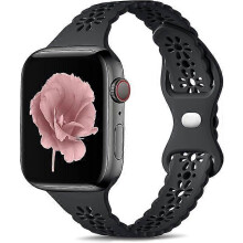 (As show, One size) Lace Straps Compatible with Apple Watch Strap 38mm 40mm 41mm 42mm 44mm 45mm, Soft Silicone Hollow-Out Elegant Breathable Strap for iWatch Series SE