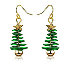 (As show, One size) Christmas tree earrings for women, festive dangle earrings, Christmas jewelry gifts for girls, spiral earrings, green and gold