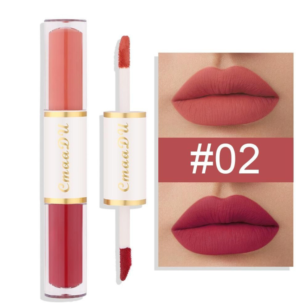 (02) Cmaadu Double-ended Lip Gloss! Mirror-like Water Gloss + Matte Finish, Moisturizing Without Drying Out, One Application For Long-lasting Whitening