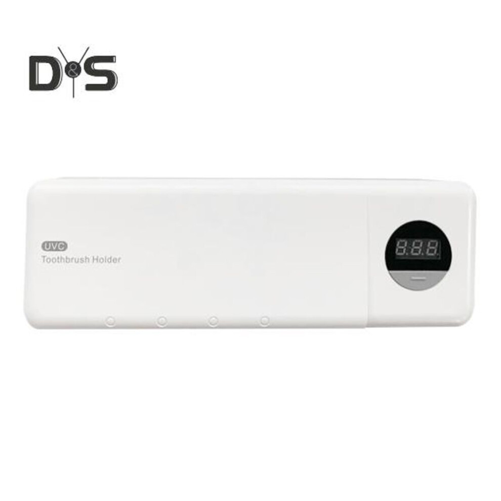 UV Toothbrush Sanitizer LCD Display 4 Slots USB Rechargeable Wall Mounted Toothbrush Holder with Heating Turbo Fan Cordless Tooth Brush Cleaner
