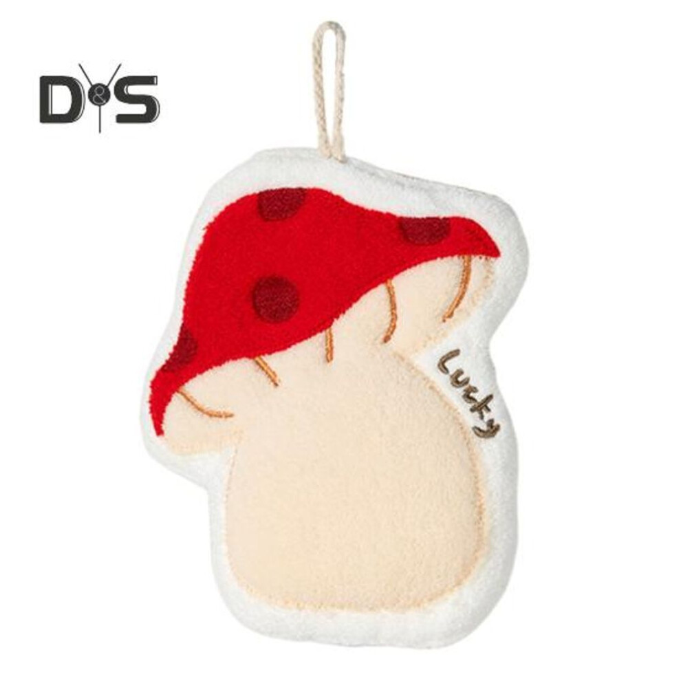 (red) Hand Towel with Hanging Lanyard Highly Water Absorbent Quick-drying Coral Fleece Thickened House And Mushroom Shape Reusable Kitchen Bathroom