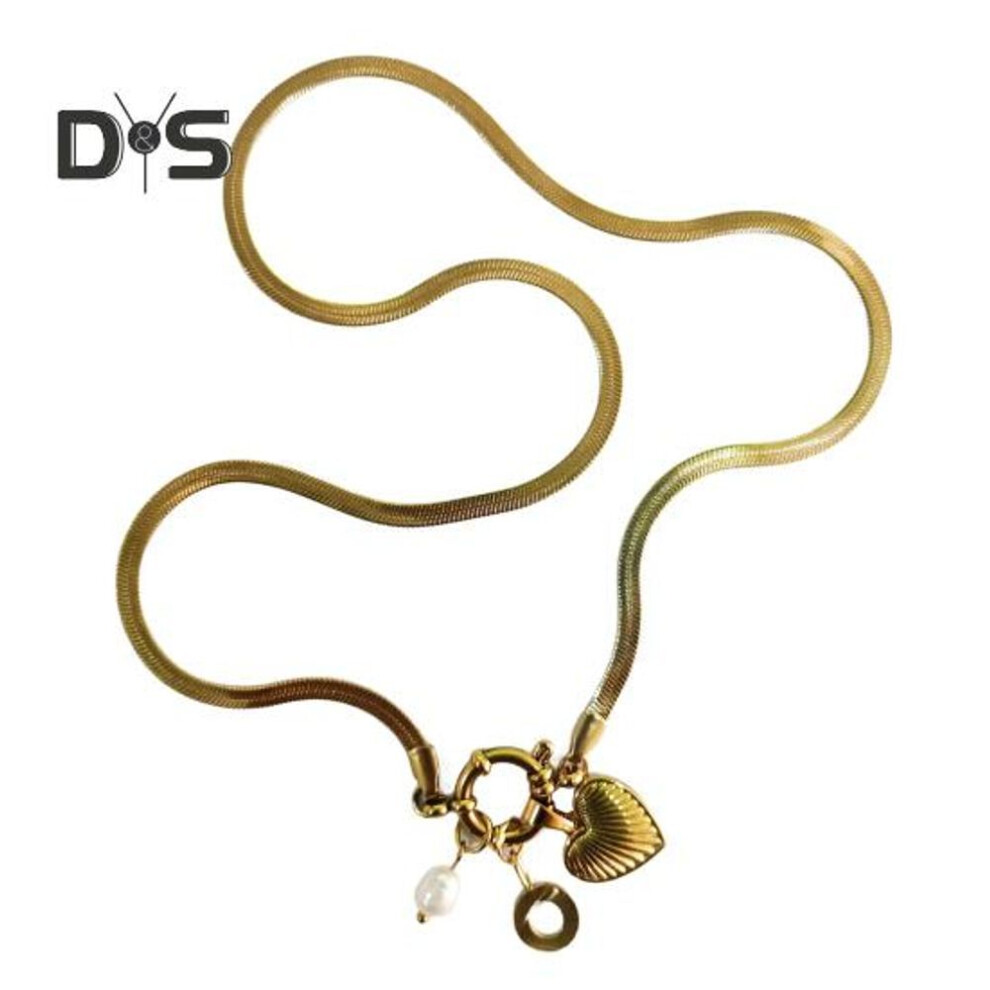 (as the picture, O) Initial Letter Necklace for Women Gold Plated Love Heart Faux Pearl Pendant Necklace Snake Chain Jewelry for Wife Girlfriend