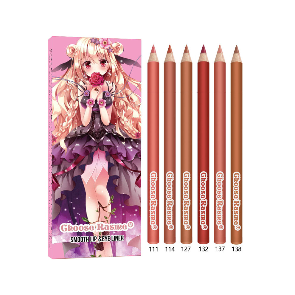 (05#) 1Set(6pcs)Waterproof Natural Matte Lip Liner/Lipstick â Non-Fading Longwear Formula, Vegan & Cruelty-Free