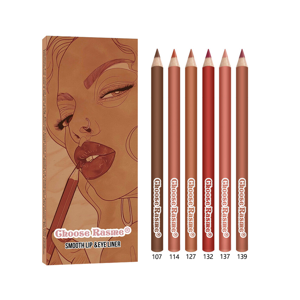 (03#) 1Set(6pcs)Waterproof Natural Matte Lip Liner/Lipstick â Non-Fading Longwear Formula, Vegan & Cruelty-Free