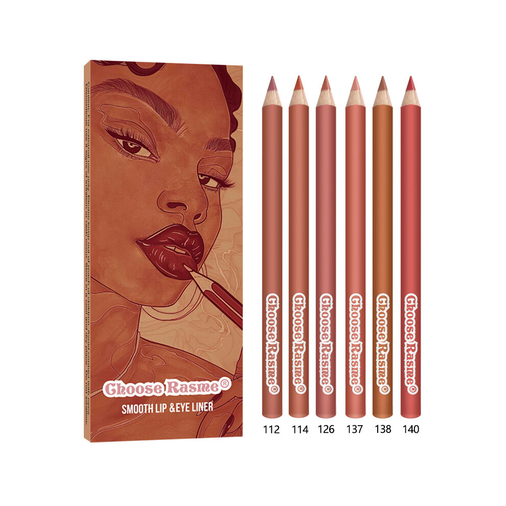 (01#) 1Set(6pcs)Waterproof Natural Matte Lip Liner/Lipstick â Non-Fading Longwear Formula, Vegan & Cruelty-Free