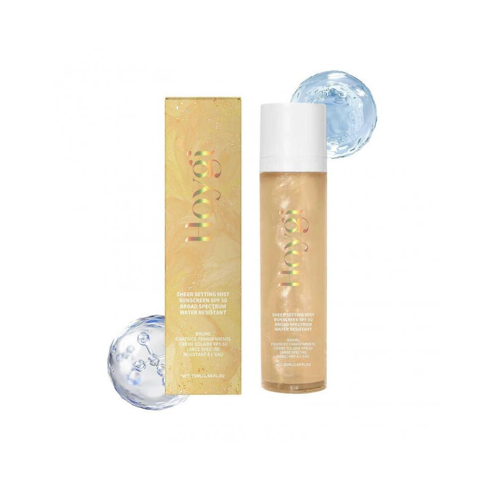 (2pcs) Sheer Setting Mist Sunscreen SPF 50, Broad Spectrum Shimmering Body Oil Mist, Hydrating Makeup-Friendly Glow Spray, Reef-Safe, Non-Greasy & Fas