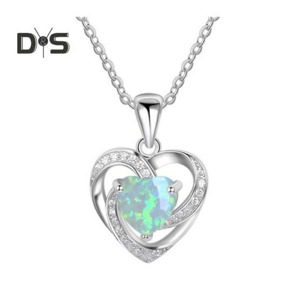 (green) Faux Crystal Heart Infinity Necklace Sparkly Rhinestone Pendant Necklace Romantic Jewelry For Valentine's Day Birthday Gift