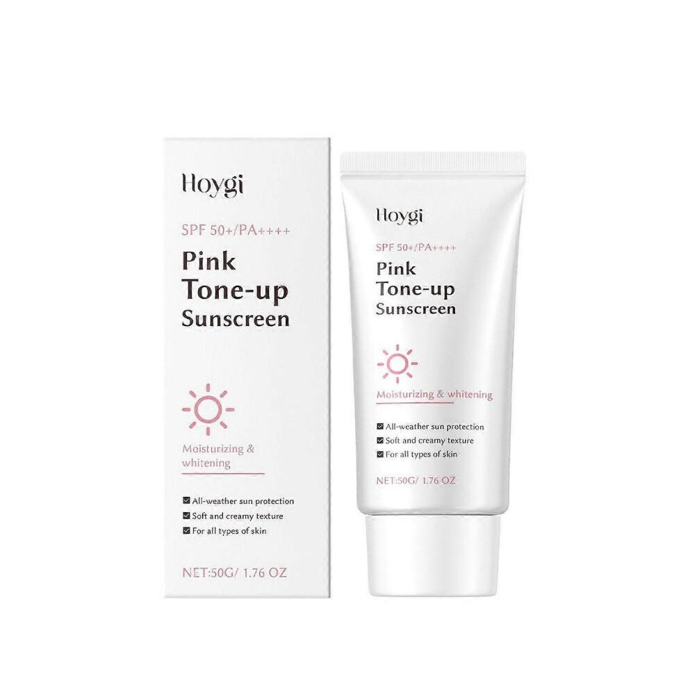 Pink (2Pcs) Soothing Tone Up Sunscreen, Mineral Sunscreen For Dehydrated Skin, Lightweight, Non-Greasy Formula, Skin Tone Correction, Spf 50+Korean Su