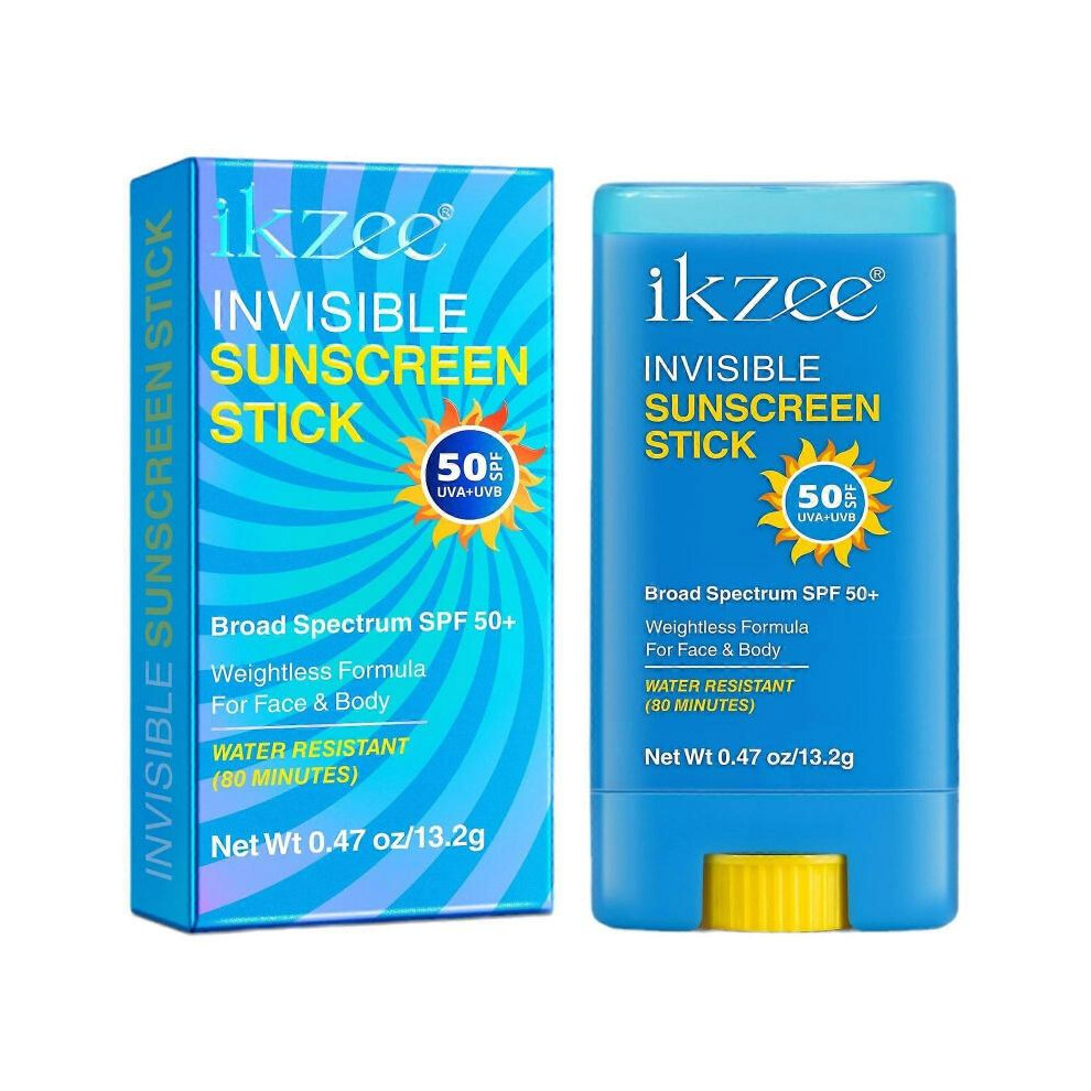 (2pcs) Invisible Sun Stick SPF 50, Sunscreen Stick for Face & Body, Broad Spectrum Moisturizing Sunscreen SPF 50+, aterproof & Non-Greasy Sun Block St