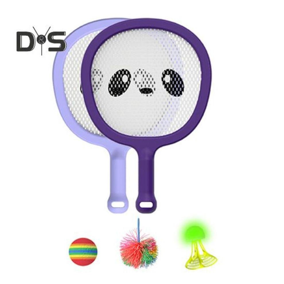 (purple) Kids Tennis Racket Junior Tennis Racquet With Soft Training Balls Badminton Birdies For Children Indoor Outdoor Sports