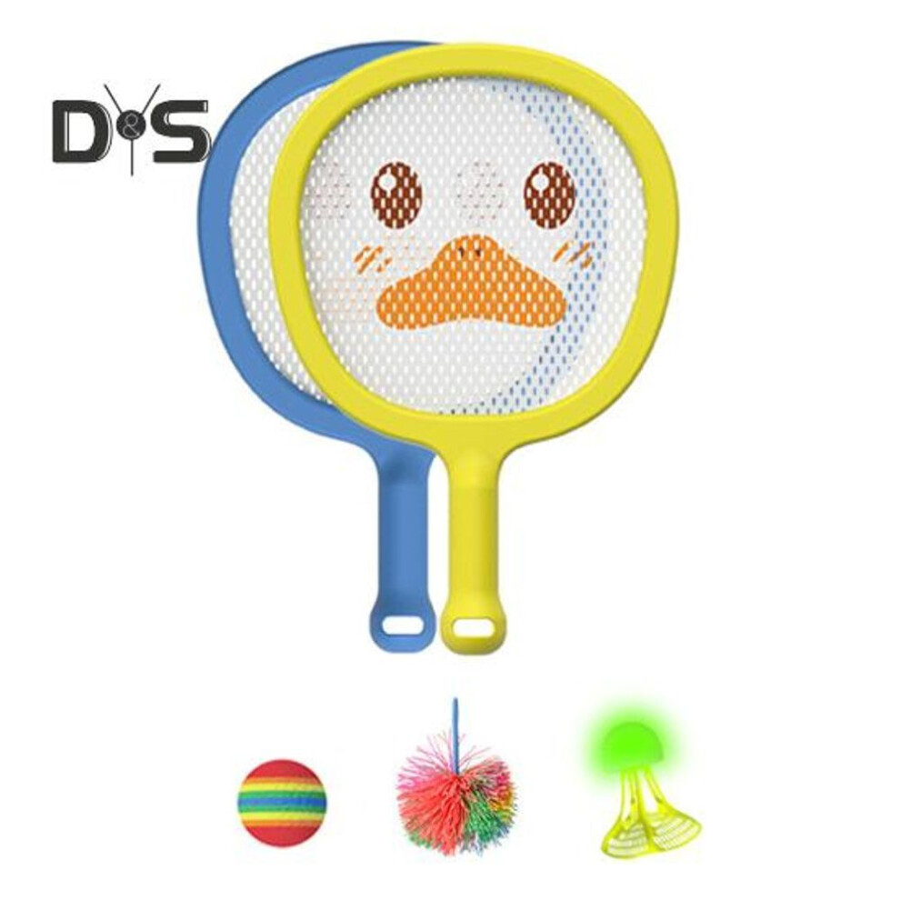 (blue,yellow) Kids Tennis Racket Junior Tennis Racquet With Soft Training Balls Badminton Birdies For Children Indoor Outdoor Sports