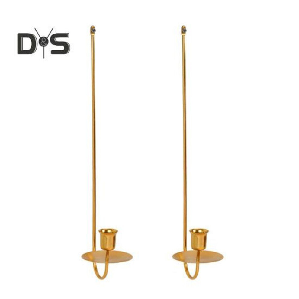 (golden) 2 Pcs Metal Candle Holder Wall Decor Candle Sconce Holder Modern Wall Mount Tapered Candles Holders For Fireplace Living Room Farmhouse