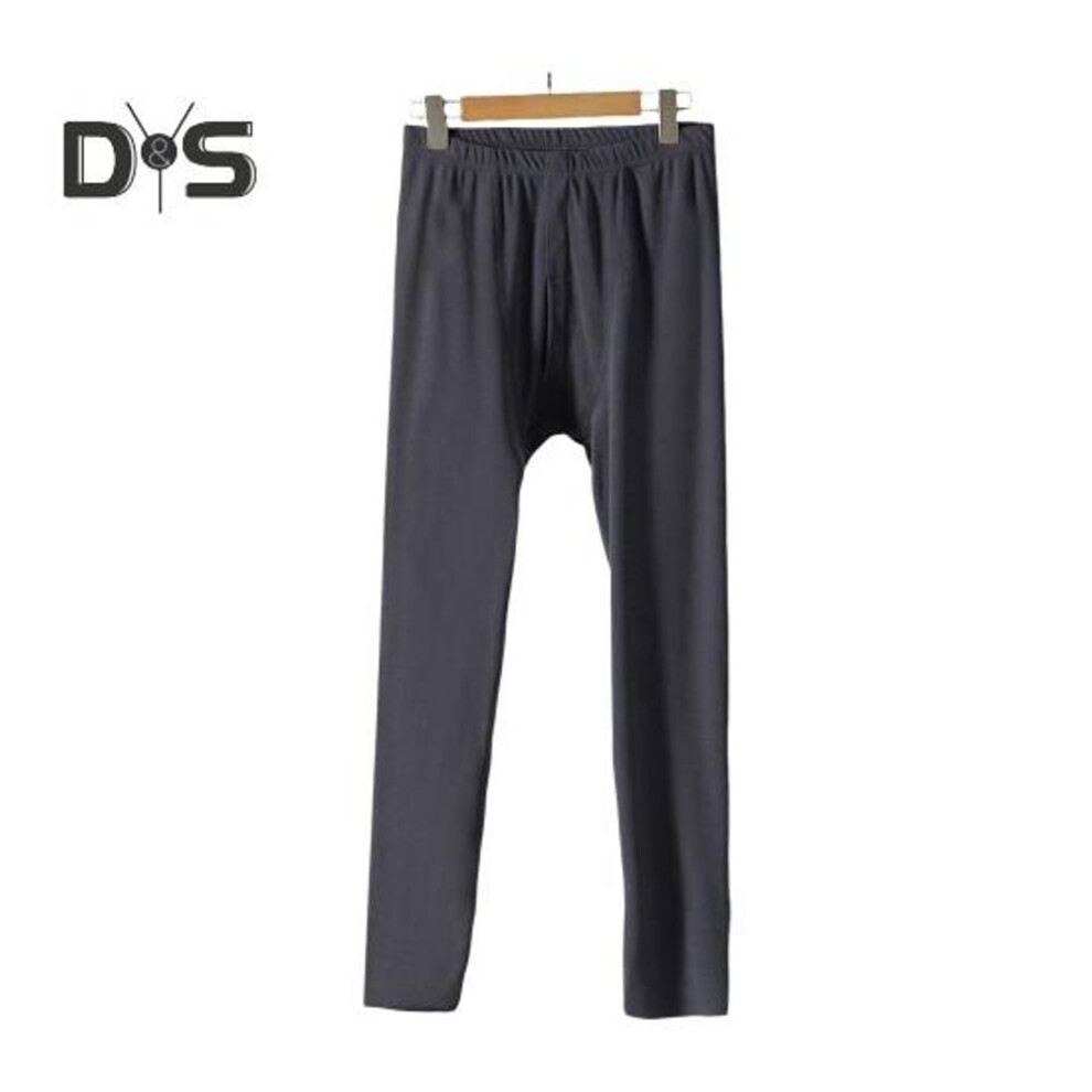 (dark gray, XXXXL) Men Pants Elastic Waist Double-sided Brushed Thermal Insulation Long Johns Solid Color Mountaineering Vacation Travel Work School Bottoming Trousers